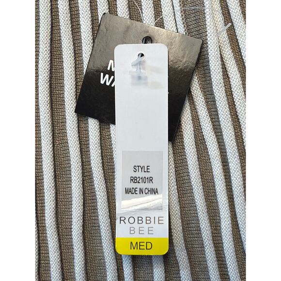 NWT Robbie Bee Rib Pleated Sweater Dress Tan/White Women’s Med - Picture 6 of 13